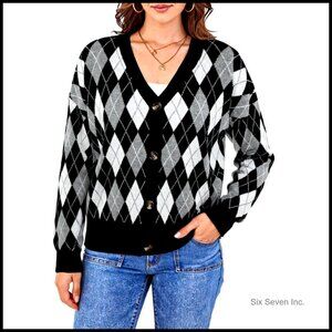 V Neck Long Sleeve Open Front Chunky Knit Cardigan Classic Elegant Fall Sweater